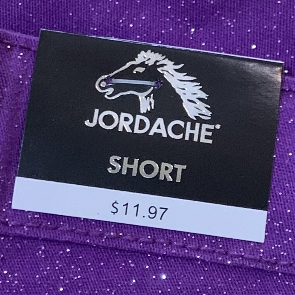 Jordache Girls Glitter Cutoff Short 8 New with Tags Bright Violet Frayed Sweet - Picture 2 of 10